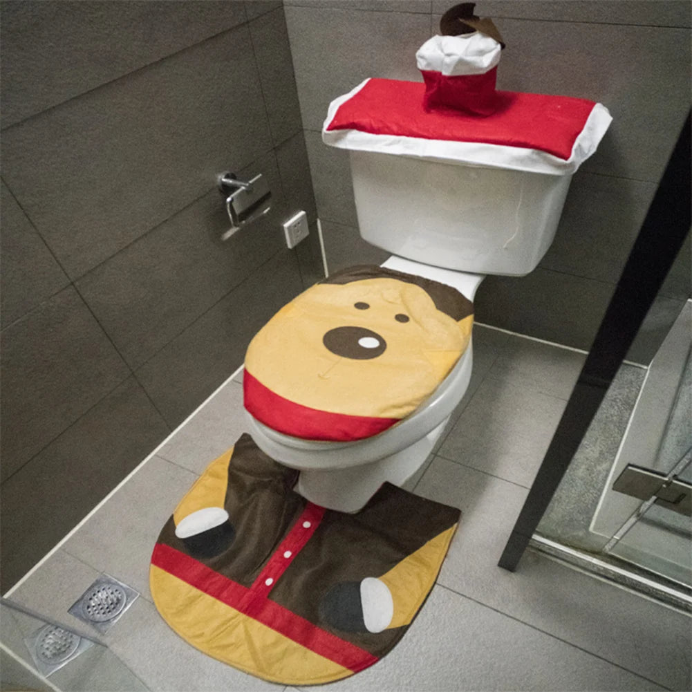 couvre sièges toilette motifs noël père noël bonhomme renard tapis festive deco adhésif