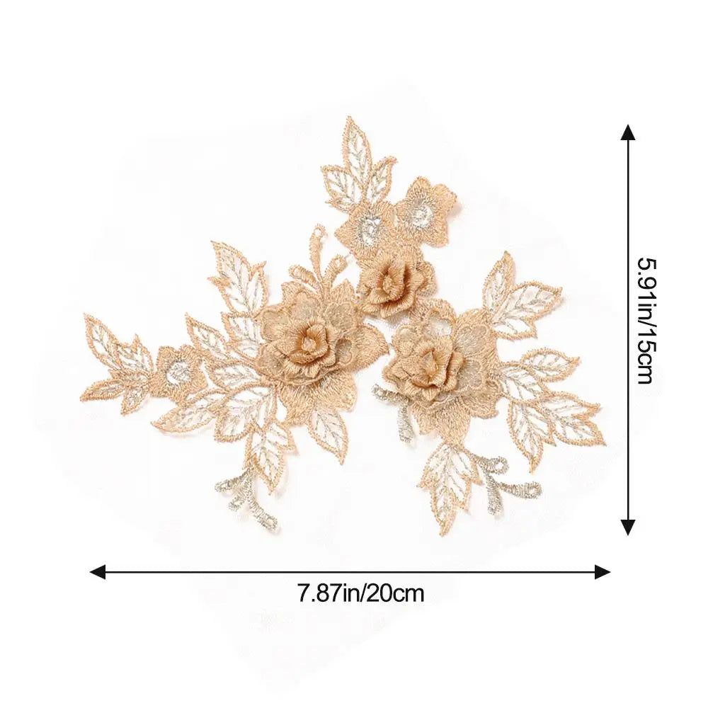 applique textile fleurs brodées doré clair mariage tissu microfibre 3d opaquement broderie fine