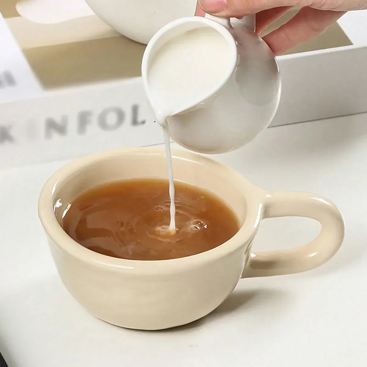 tasses céramique classiques damier noir blanc tasse unique poignée