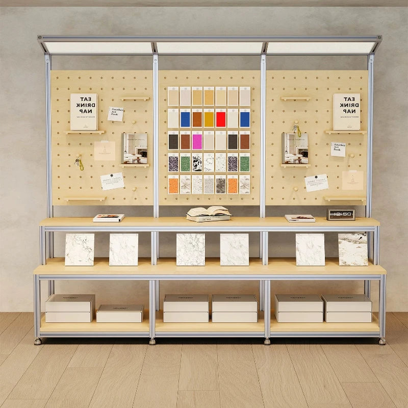 étagère modulaire aluminium gris bois clair moderne stockage organisateur cuisine garage blancs
