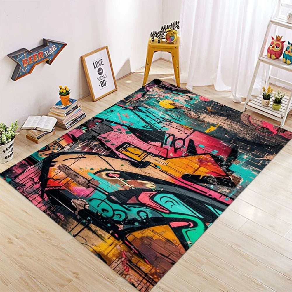 tapis moderne multicolore graphique salon chambre prière extérieur commercialisation 80x120cm 80x160cm polyester