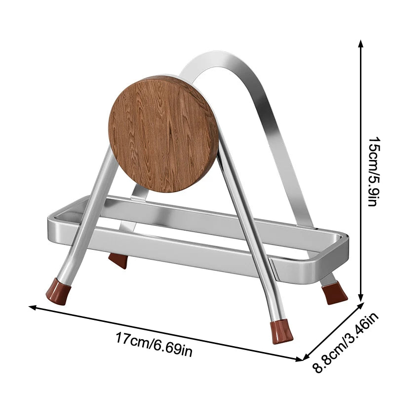 porte planches découper acier inoxydable bois finition brillante moderne réutilisable multifonctionalité fixations articulées argent