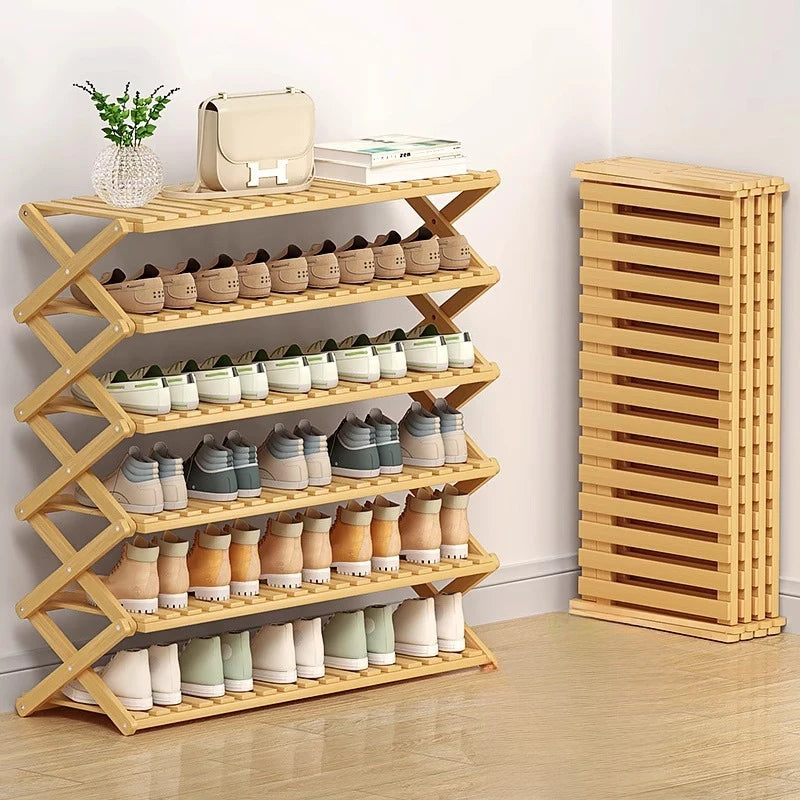 étagère chaussures pliable bois naturel moderne finition lisse support rangement entrée maisonSports Chaussures Bottes
