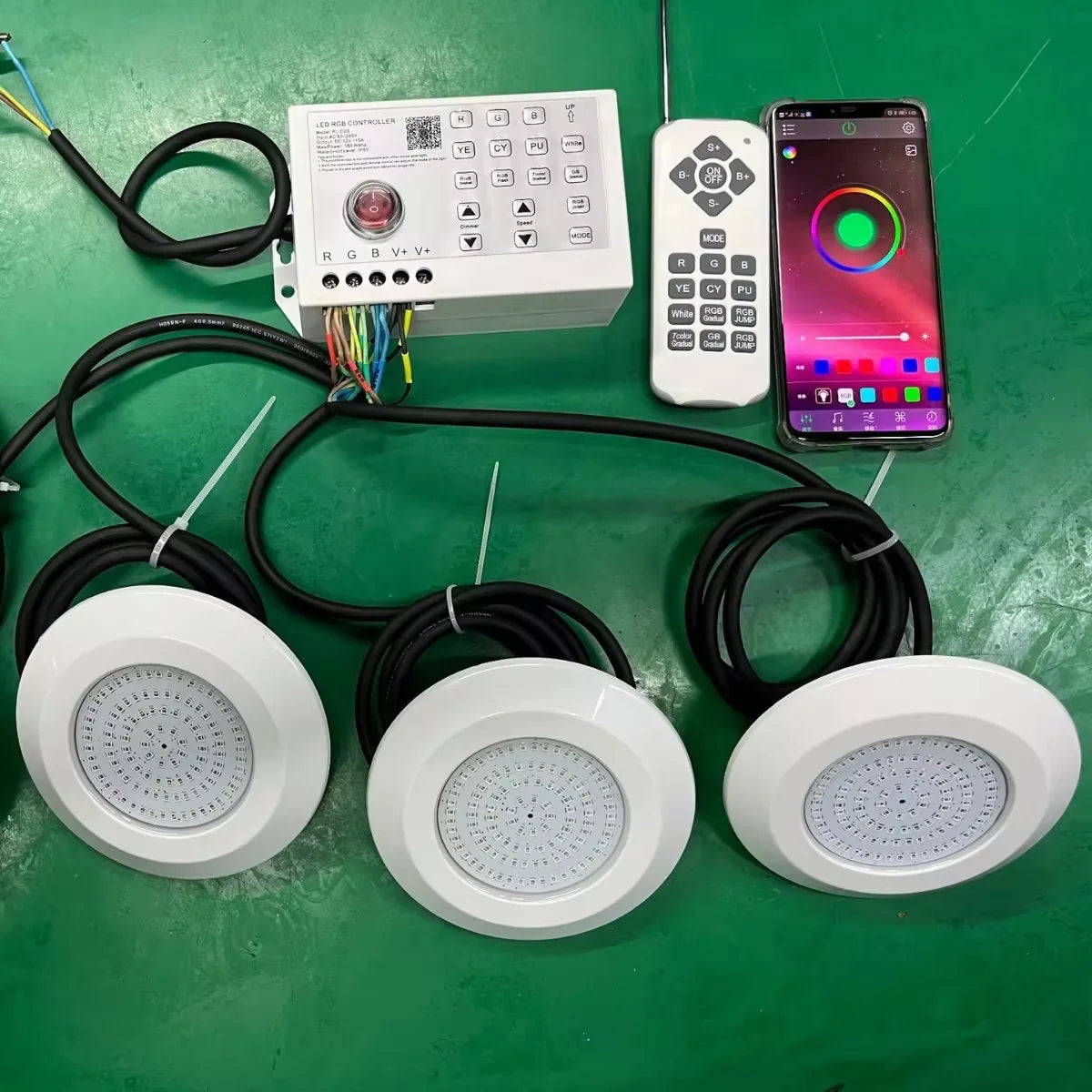 lampe sousmarine led spot piscine ip68 bluetooth télécommande blanc moderne