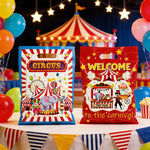 sacs fête thème cirque animaux ballons étoiles dorées poignée détachable multicolore anniversaire baby shower