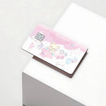 sticker adhésif carte bancaire dessin animé ours mignon rose bleu clair blanc