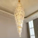 lustre cristal moderne doré suspensions salon élégant lumière chaude grande lampe décorative