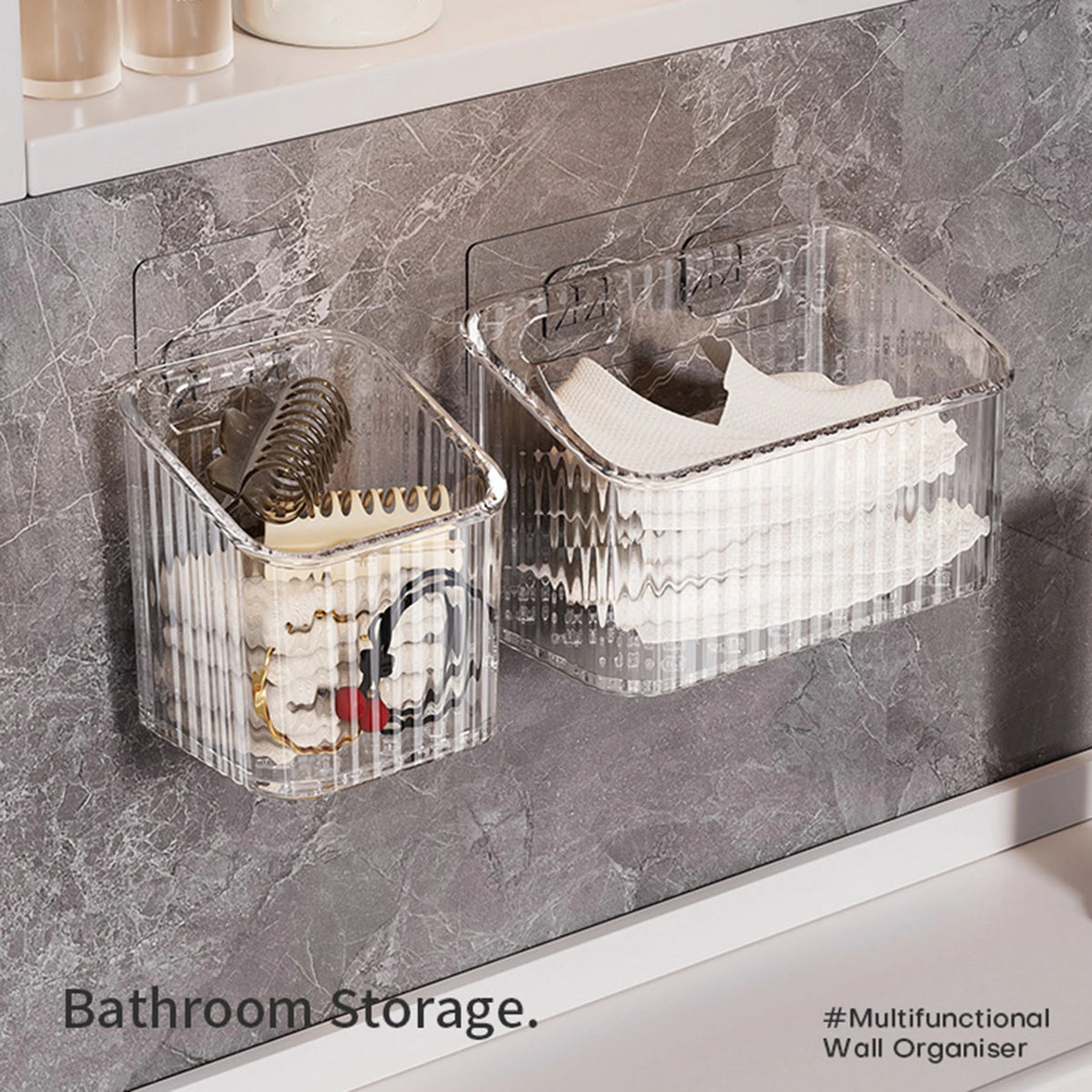 organiseur mural transparent multifonctionnel moderne brosse dents bouteilles cosmétiques serviettes minimaliste adhésif rangement sdb