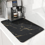 tapis cuisine absorbant motif marbre noir doré séchage vaisselle salle bain
