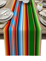 table chemin table lin multicolore rayures jour morts moderne festive
