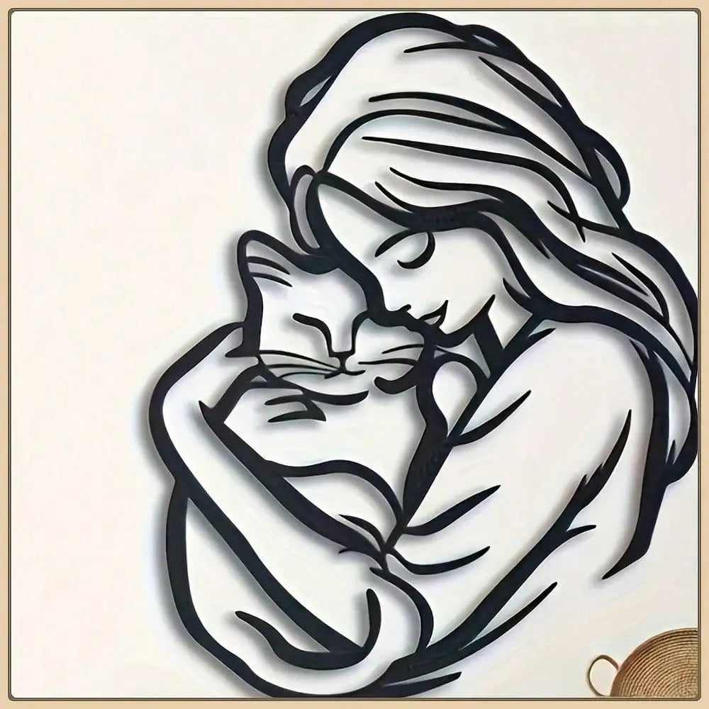 décoration murale sculpture femme chat noir minimaliste moderne lignes fluidesintérieur élégant fixationsalles bain chambres