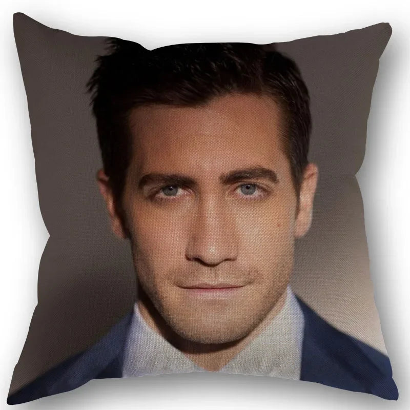 taies d'oreiller coton lin motif jake gyllenhaal moderne bleu marine imprimé décoration maison washable