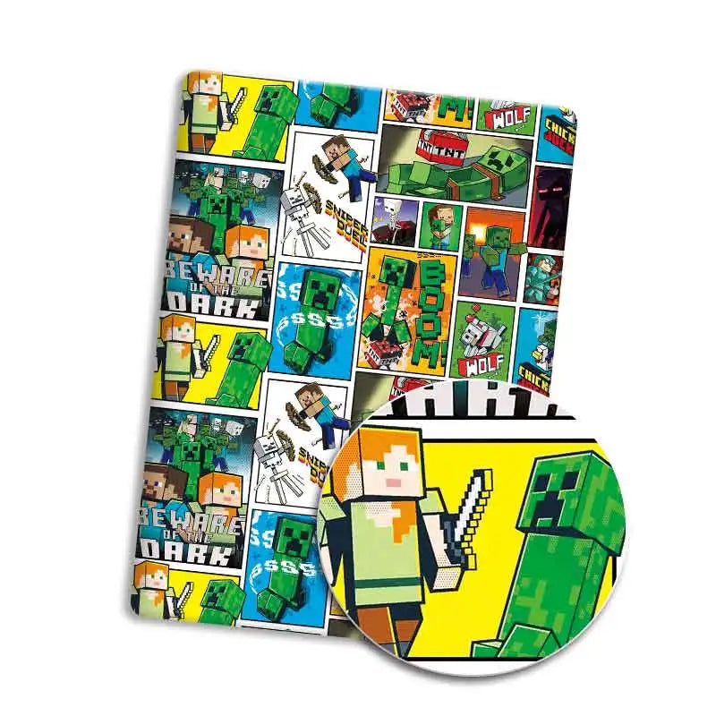 tapis minecraft personnages animaux objets pixel art noir vert bleu blanc jaune rouge adhésif