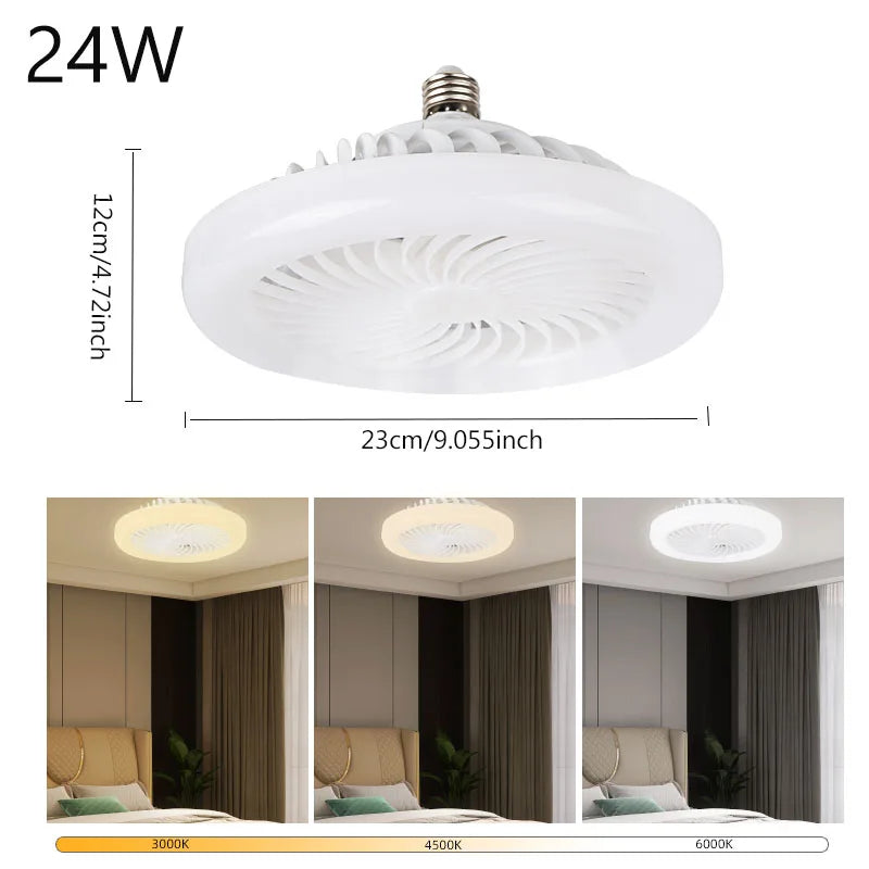 ventilateur lampe led télécommande blanc moderne minimaliste 24w 30w 40w 80w e27