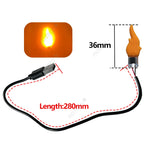 décoration anniversaire bougie led flamme orange moderne câble usb 5v 280mm