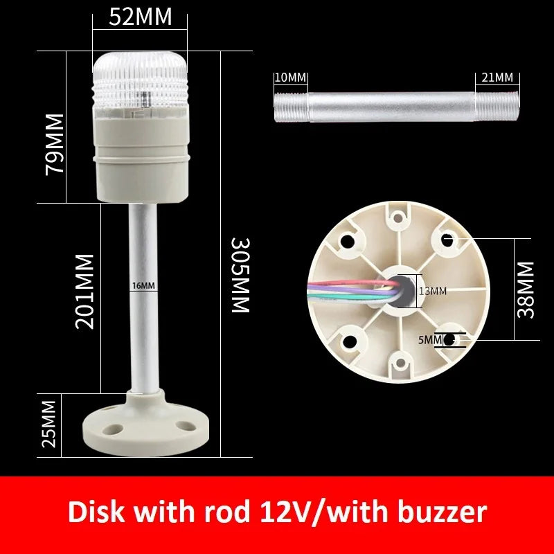 lampe led rouge verte jaune adhésive buzzer flashing 12v 24v transparente moderne