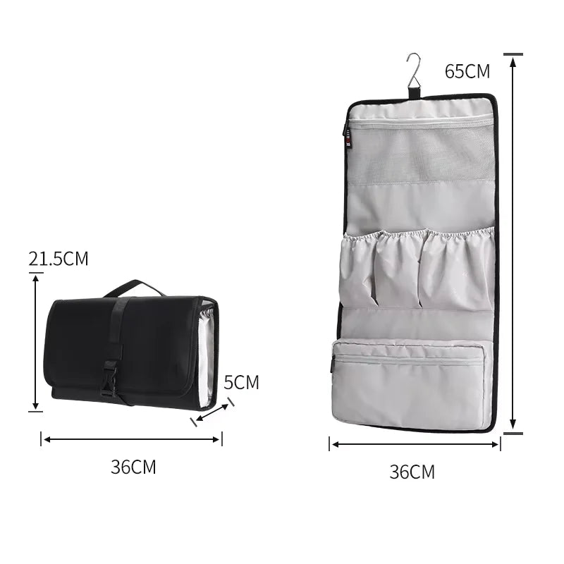 Sac cheveux noir réutilisable oxford moderne crochets métalliques poignée texture mat salle bain