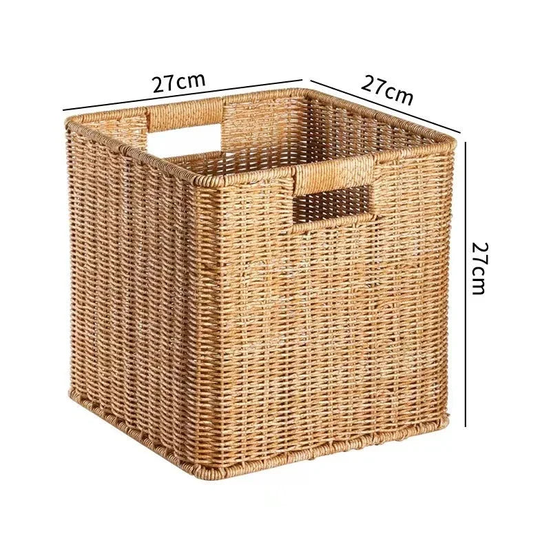 panier tressé marron clair rustique pliable imperméable utilisation multiple respectueux environnement poignées intégrées
