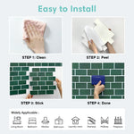 carreaux mur autocollants pvc rectangulaires brique vert foncé moderne 10 feuilles 30cm 30cm