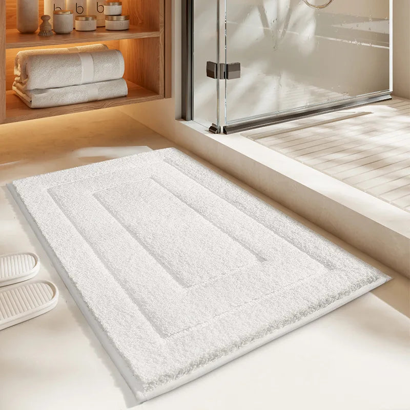 tapis bain microfibre beige blanc bleu marine gris doux rectangulaire absorbant antidérapant moderne