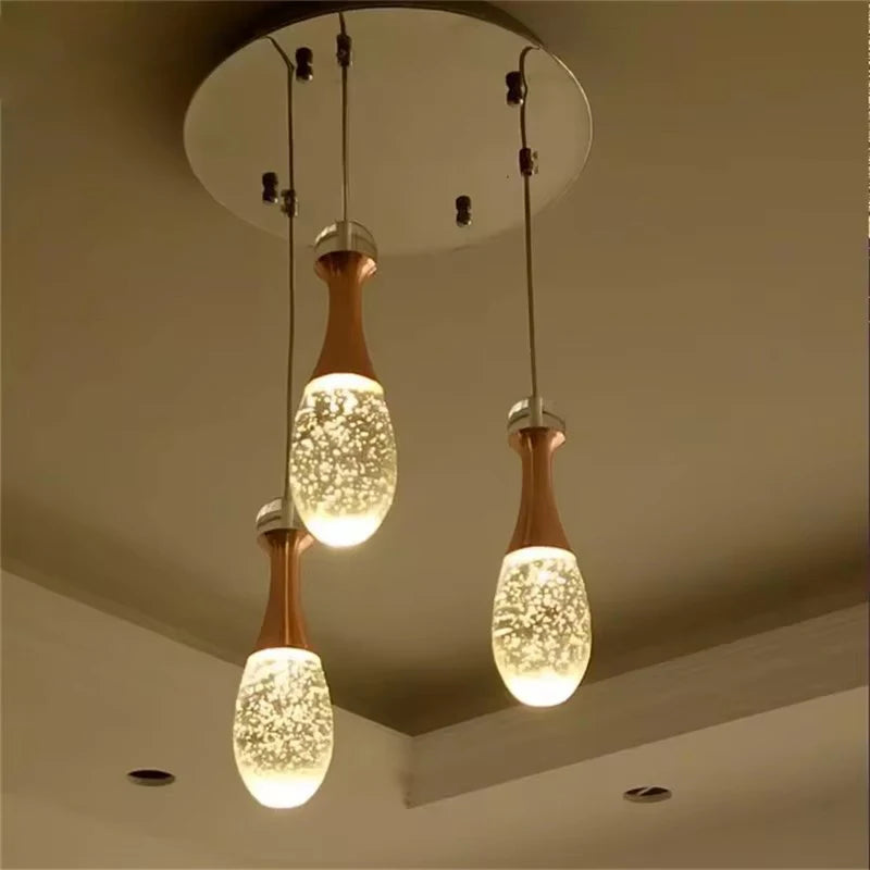 suspension lumineuse moderne cristal doré bubbles led chambre salon étincelante contemporain éclairageintérieur