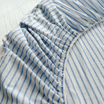 housse lit rayures blanches bleues coton élastique moderne adultes chambre literie blanc bleuclair