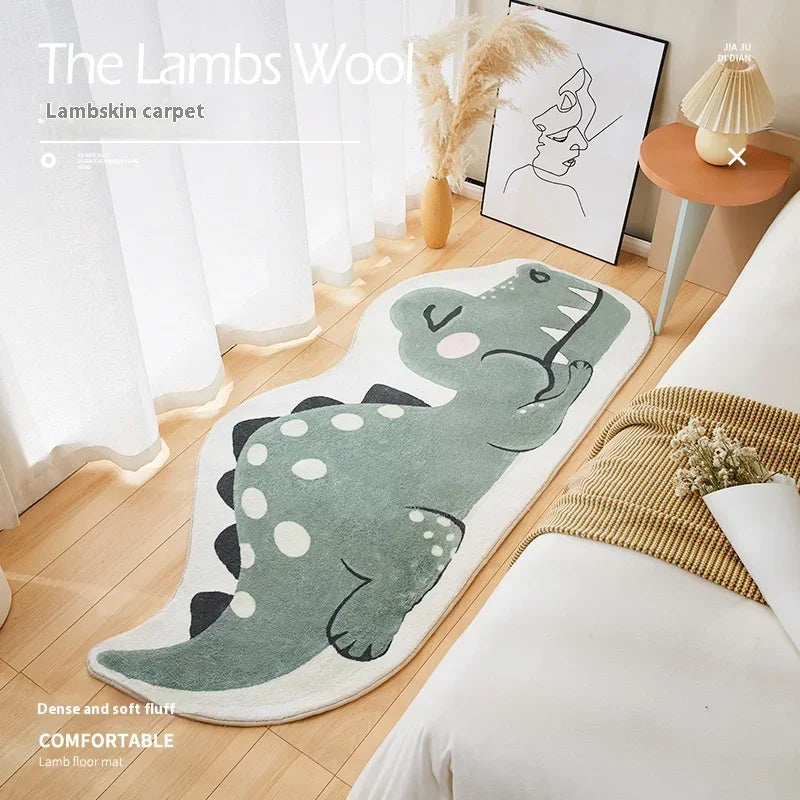 tapis dessins animaux antidérapant polyester moderne doux lézard chat ours enfants vert gris blanc