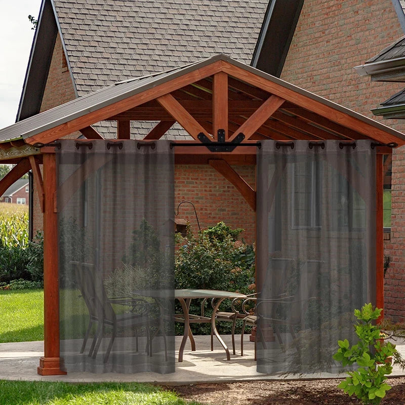 rideau extérieur imperméable polyester translucide classique blanc gris foncé pergola patio