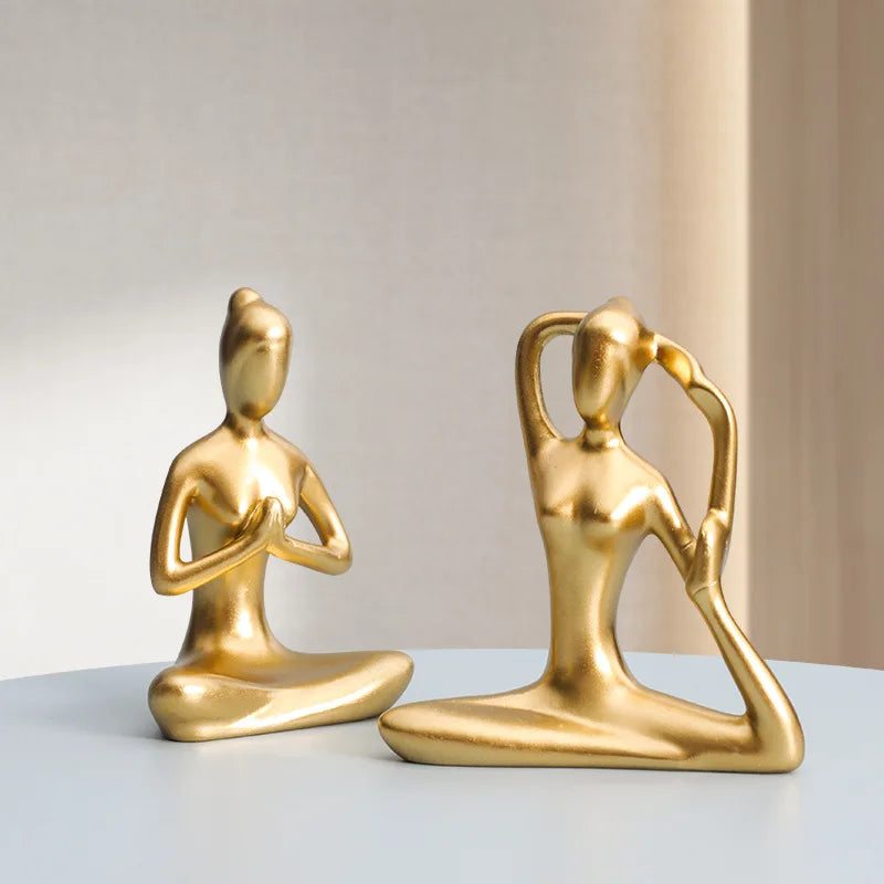 statues yoga pose or moderne minimaliste collection noël décoration intérieure gift brillant