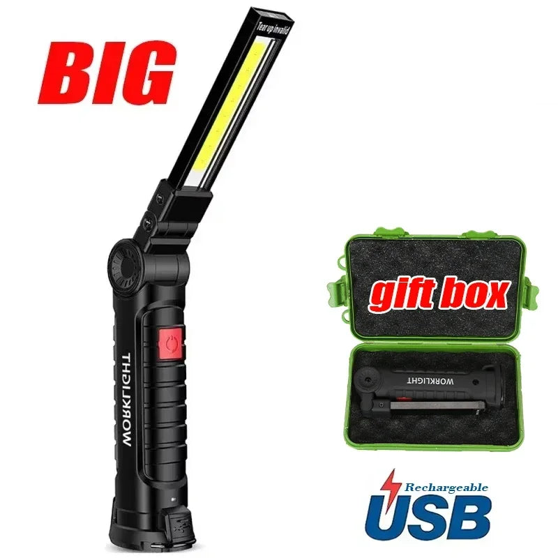 lampe torche multifonction rechargeable aimantée led puissante interrupteur réglages moderne pratique camping travauxurgence