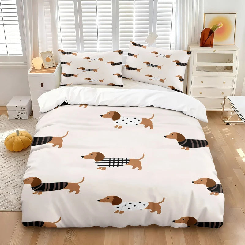parure lit enfant microfibre motif chien mignon housse couette taies oreiller chambre