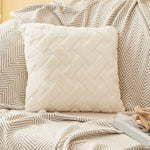 taies d'oreiller modernes douces tissage losanges rose clair gris beige opaques