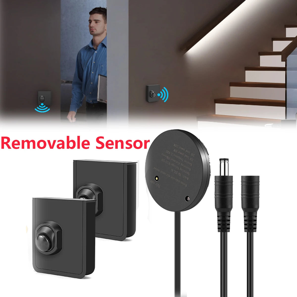 capteur mouvement sans fil contrôleur led rechargeable câble usb vis moderne facile 12v 24v