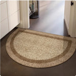 tapis demi circulaire beige moderne texture tissée motif géométrique antidérapant entrée cuisine salle bain