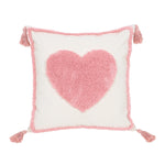 taie d'oreiller carrée brodée cœur géométrique 100% polyester blanc rose décoration maison boho chic