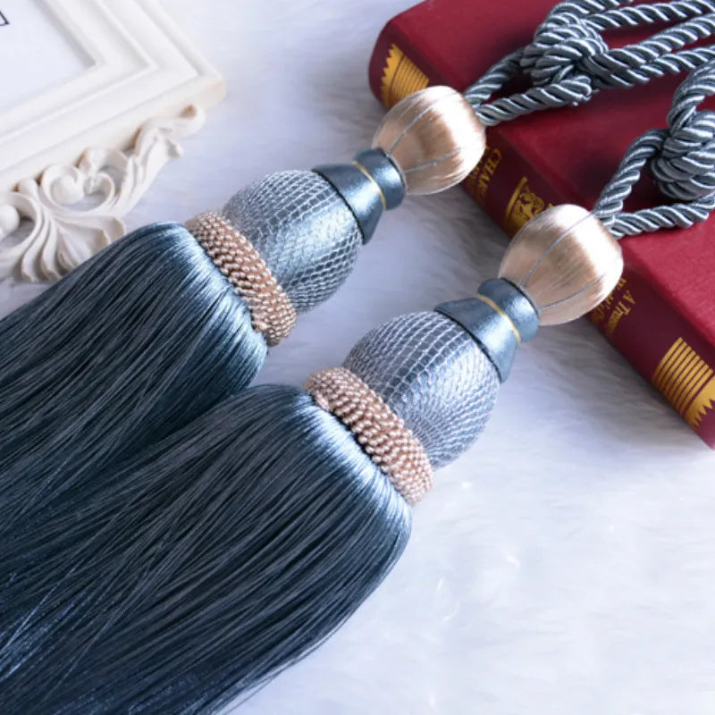 pompons rideau élégants coton plastique bleu rouge rose doré gris tissé brillant opaques