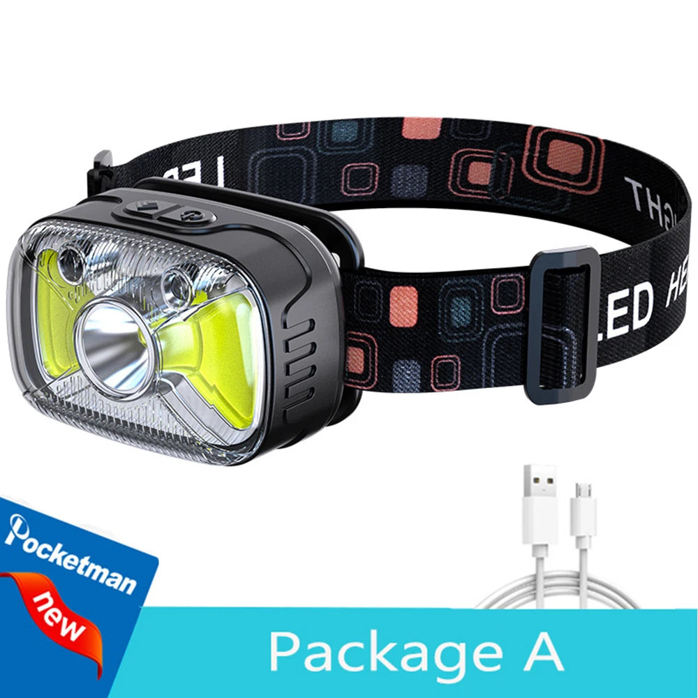 lampe frontale led réglable noire rouge moderne élastique ajustable