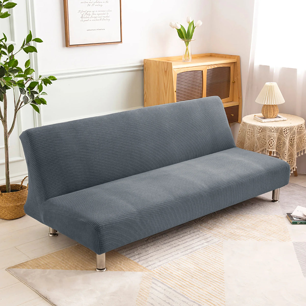 housse canapé extensible tissu jacquard vert petit carreau moderne canapé lit
