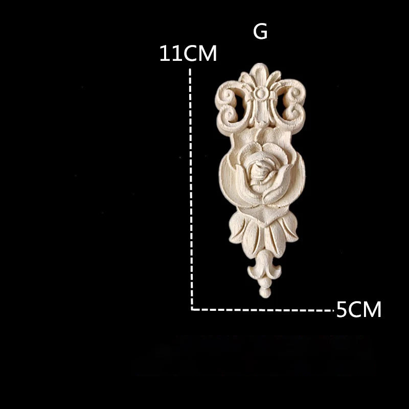 appliques décoratives bois blanc artisanal fleurs sculptées baroque vintage miroir cadre mural