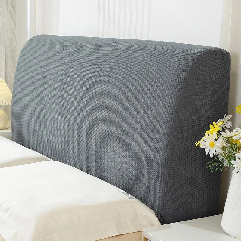 housse tête lit polyester elastane texture carreaux gris moderne fixation