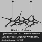 suspension lumineuse noire contemporaine 120cm 10 ampoules certification ul rohs