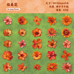autocollants fleurs multicolores artificielles réalistes opaques paquets 25 pièces chaque journal collage decoration