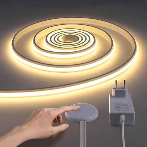 ruban led cob tactile blanc chaud naturel moderne étanche support commande intensité variable