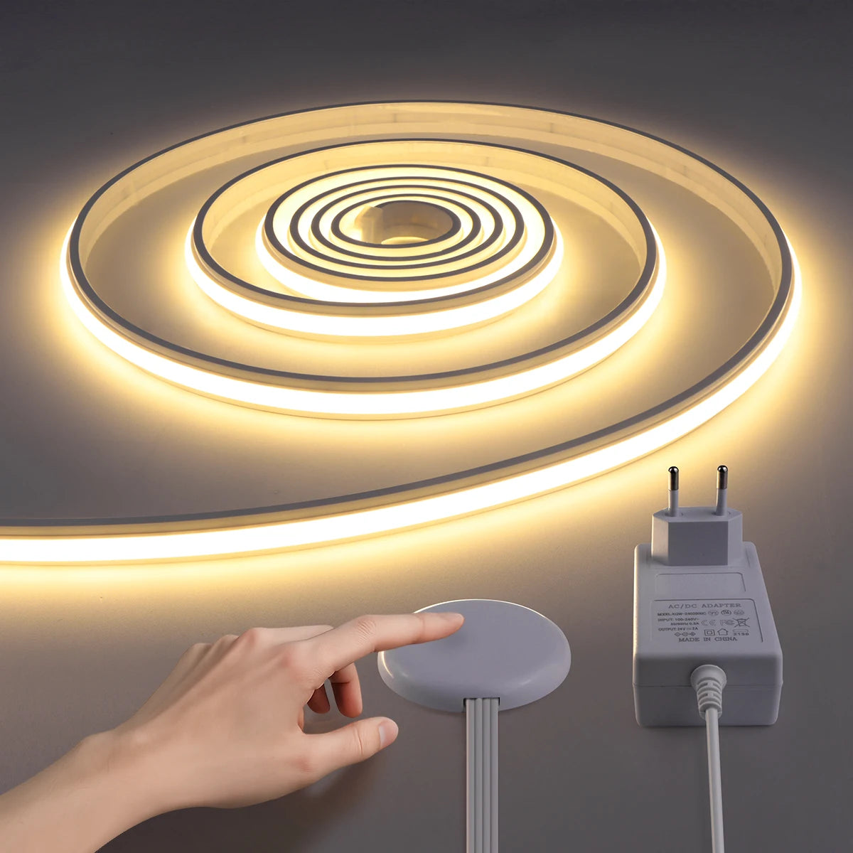 ruban led cob tactile blanc chaud naturel moderne étanche support commande intensité variable