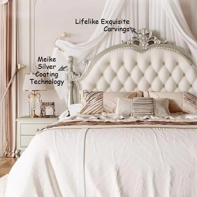 lit blanc tufté classique tiroirs chevet baroque moderne chambre coucher