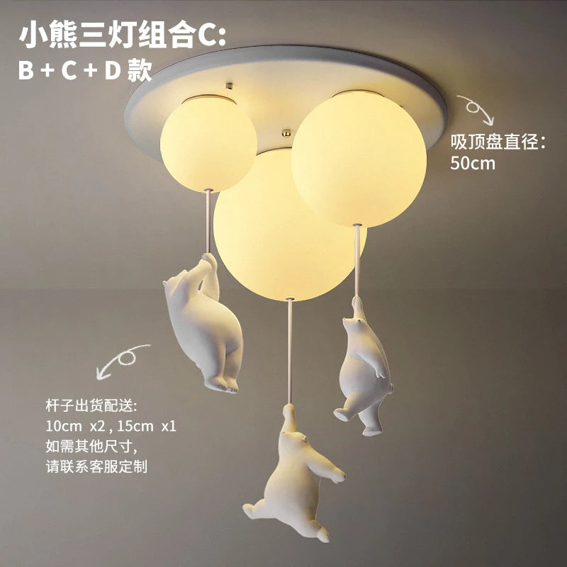 lampe suspendue ours blanc moderne boules lumineuses éclairage quotidien résine acrylique