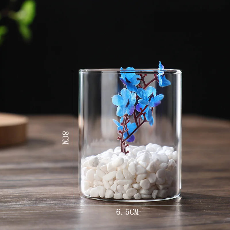 vases verre transparent modernes variées tailles fleurs tables decoration
