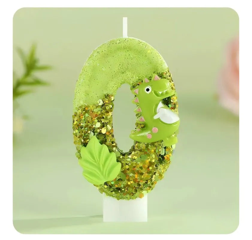 bougies chiffres glitter anniversaire dinosaure créatives opaques clips vert clair thèmes animaux