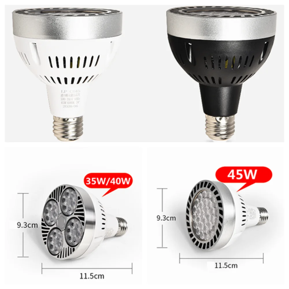 projecteurs led 220v e27 35w 45w blanc froid blanc chaud moderne argent noir