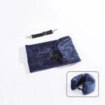 coussin voyage forme velours noir bleu gris confortable portable sac rangement